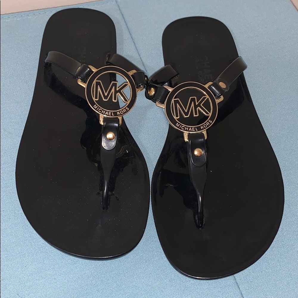 Black Jelly Mk Flip Flop Sandals